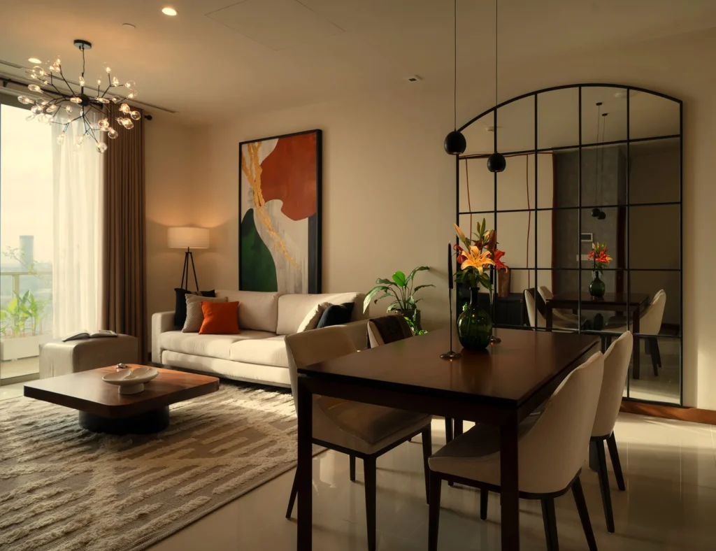 Architect Harendra Amarakoon Apartment Interior Design Mail Hall with Dining Table