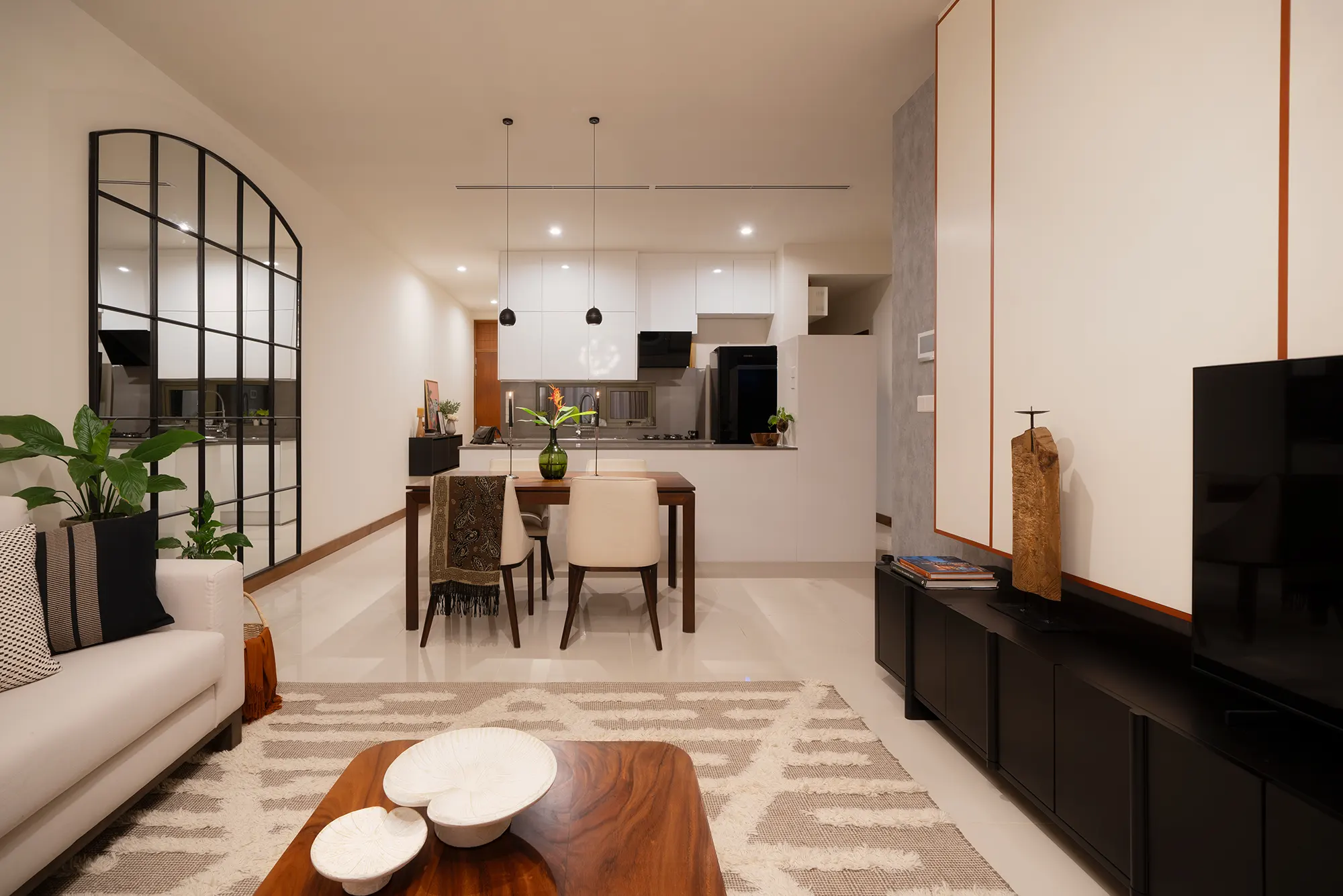 Architect Harendra Amarakoon Apartment Interior Design Mail Hall with Kitchen